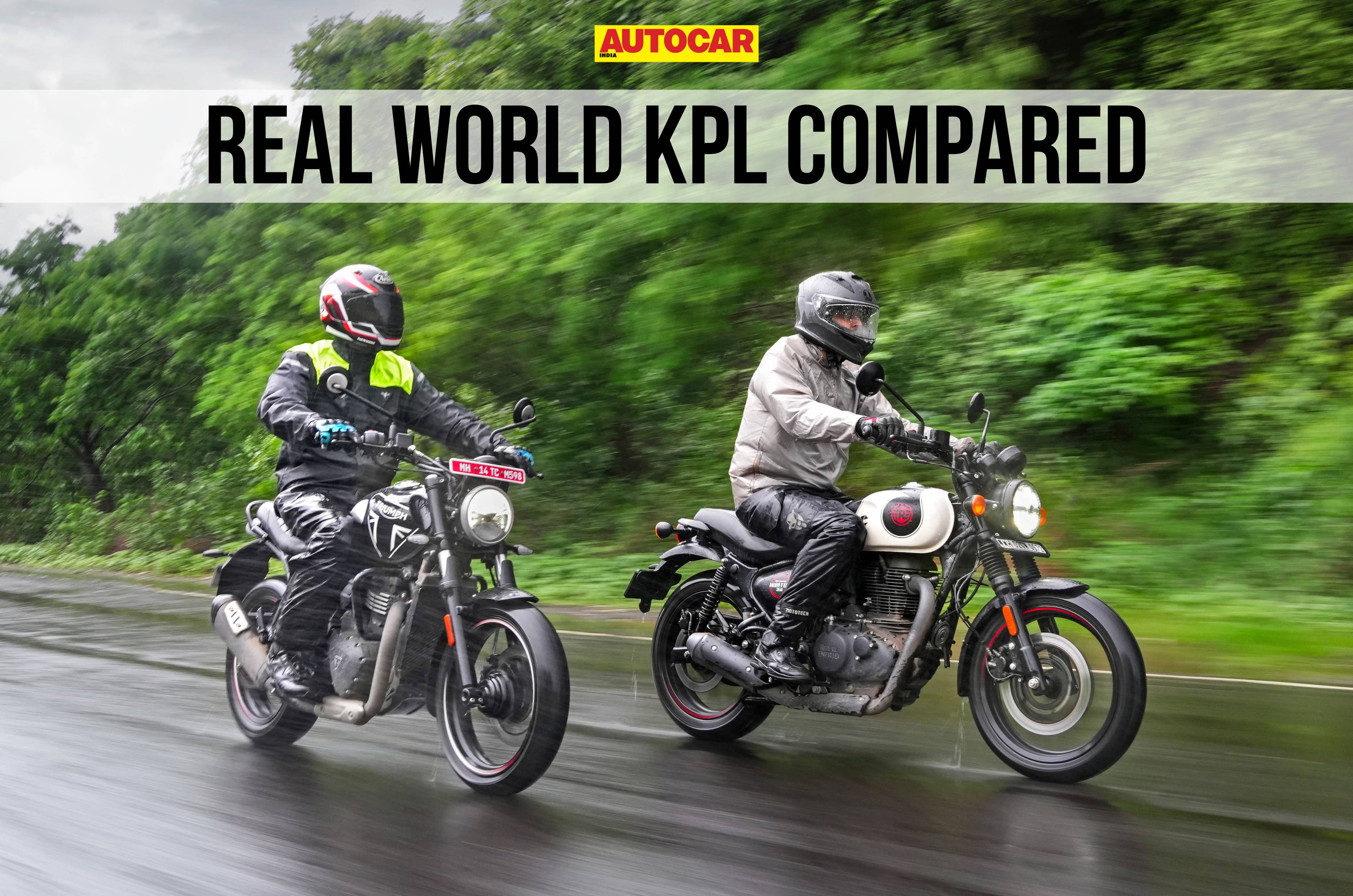 Triumph Speed T4 vs Royal Enfield Hunter 350 real world fuel efficiency and range compared
